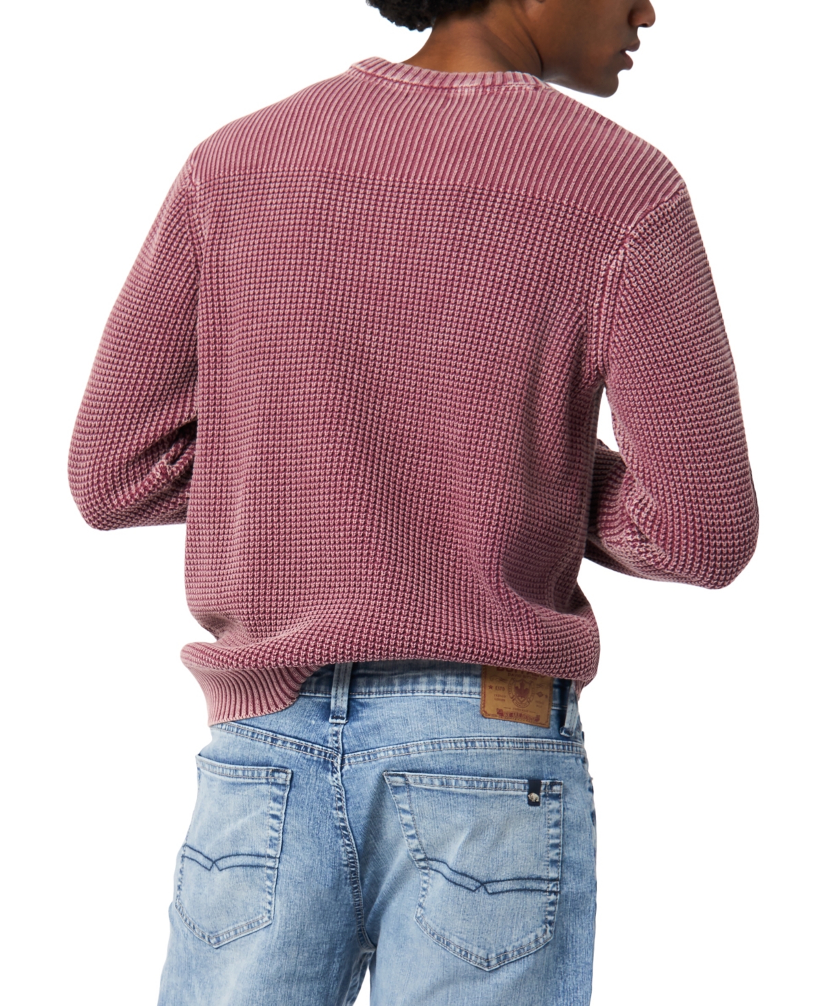 Buffalo David Bitton Men's Washy Textured Knit Crewneck Sweater In Pink