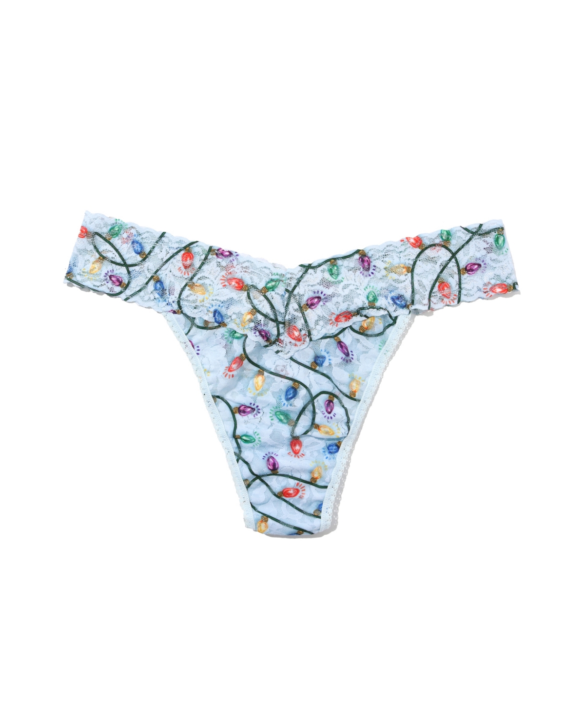 Hanky Panky Printed Signature Lace® Original Rise Thong Festive Lights In Blue