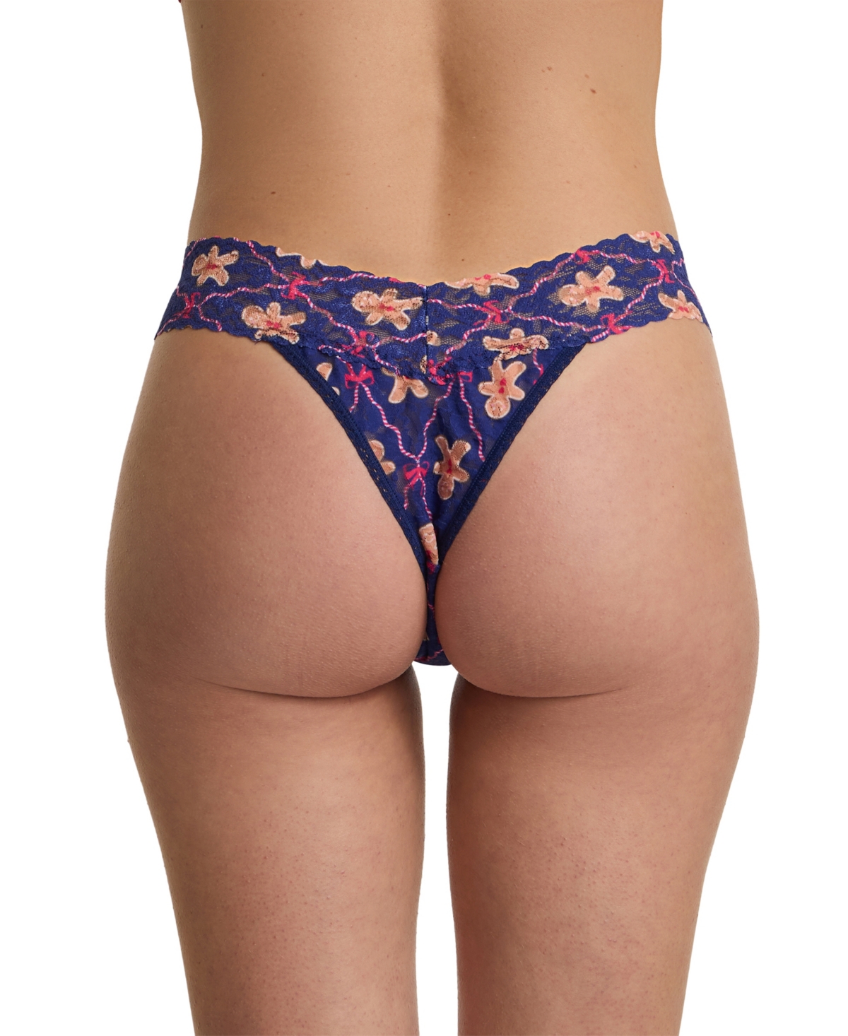 Hanky Panky Printed Signature Lace® Low Rise Thong Festive Gingerbread Cookies In Multi
