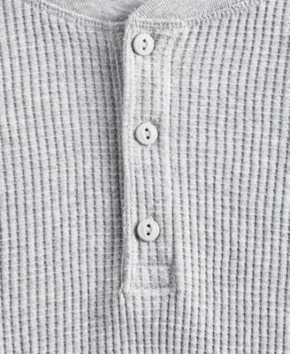 Men's Thermal Waffle-Knit Henley Shirt