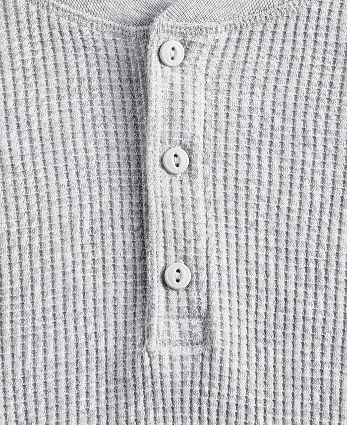 Men's Thermal Waffle-Knit Henley Shirt - thumbnail 8