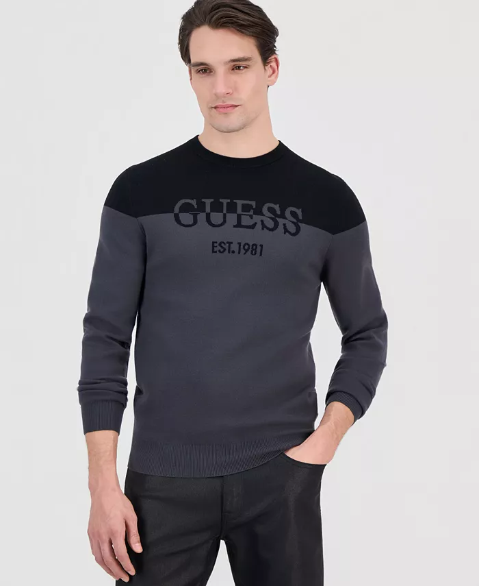 Men's Kantu Two-Tone Crewneck Logo Sweater