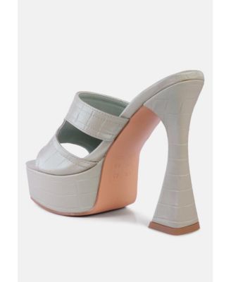 Womens Pda Croc High Heel Platform Sandals