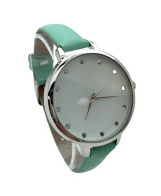 Solid Vibrant Color Everyday Faux Leather Women Watch, Mint