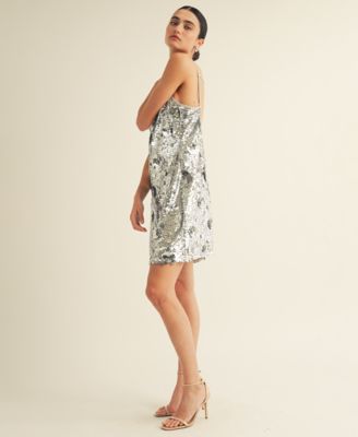 Women's Sweetheart Neck Dainty Sequin Slip Mini Dress