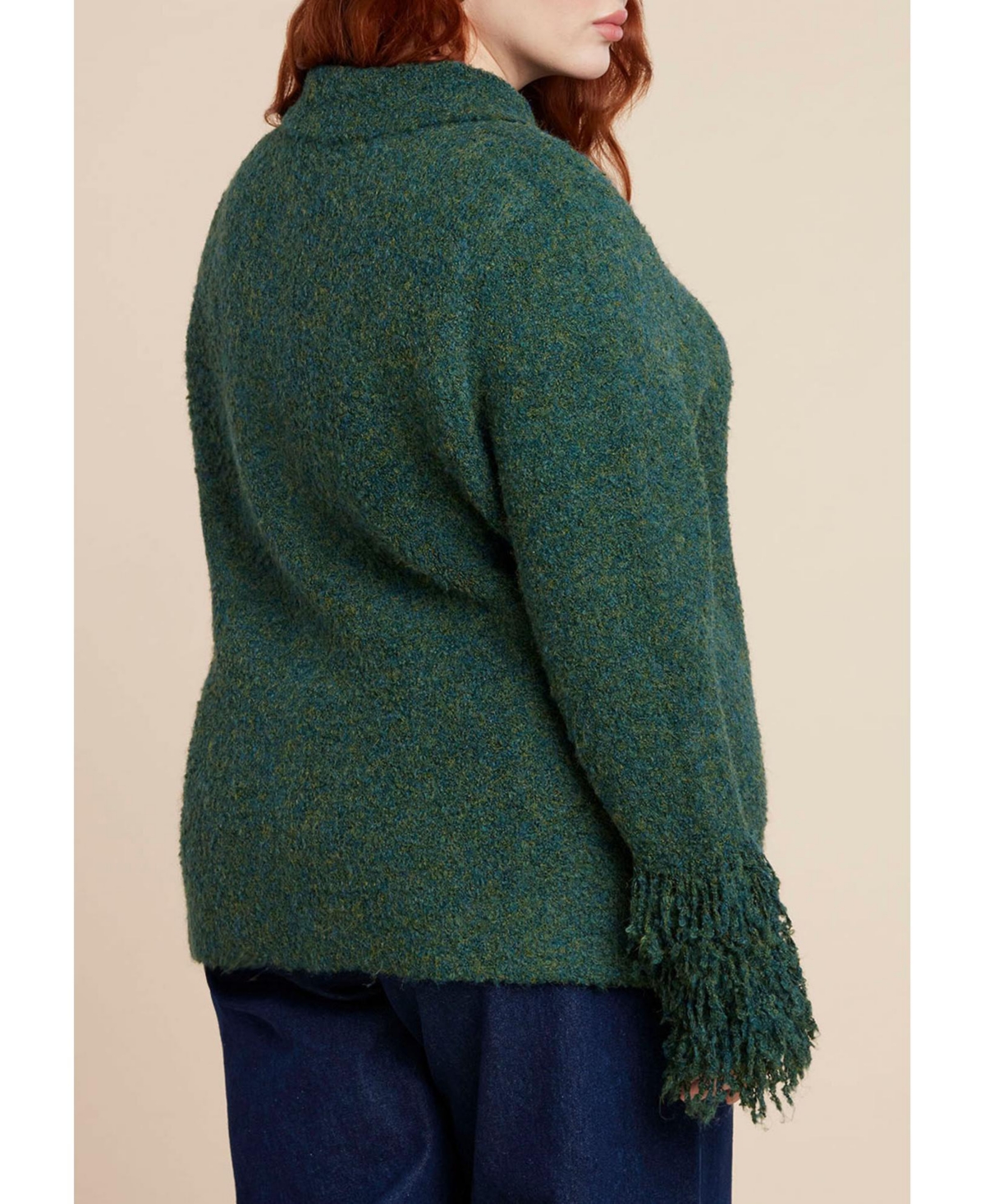 Eloquii Women's Fringe Cuff Knit Cardigan