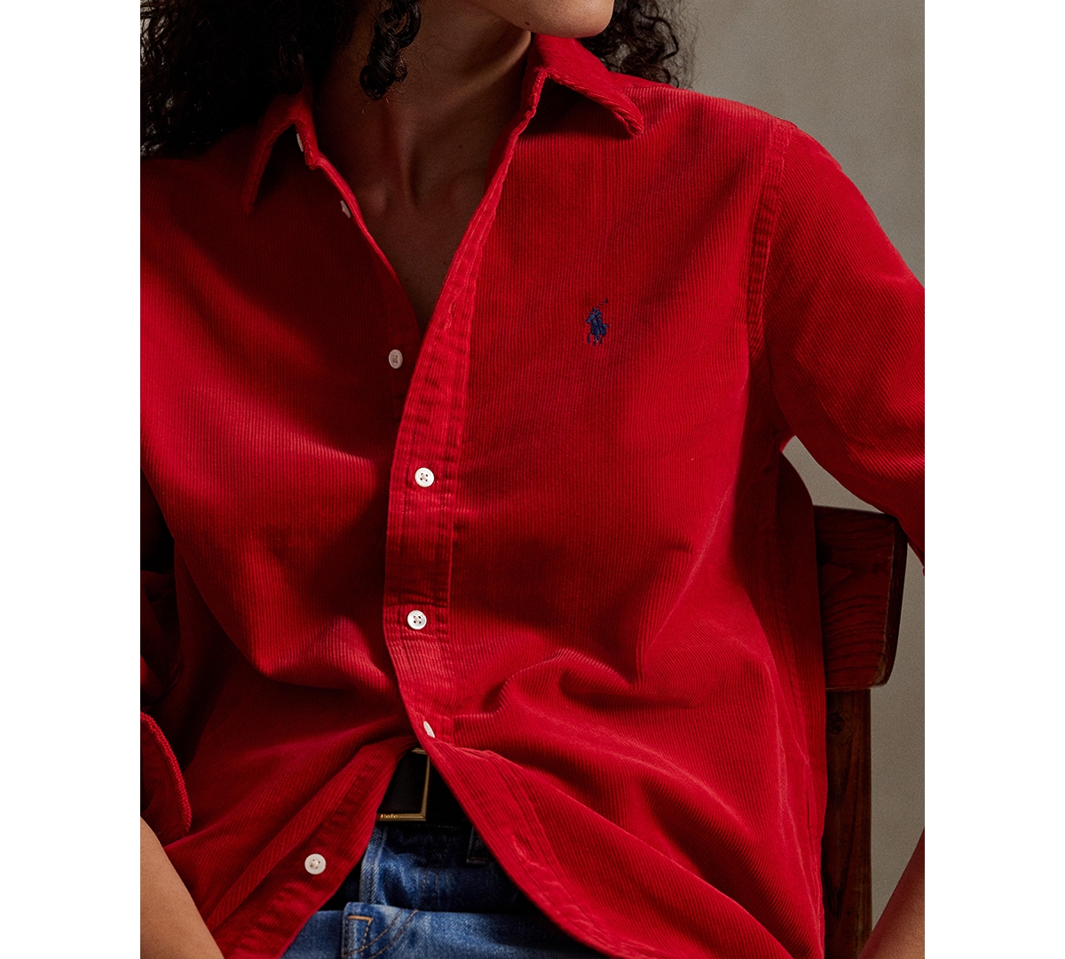 Polo Ralph Lauren Women's Classic-fit Cotton Corduroy Shirt In Red