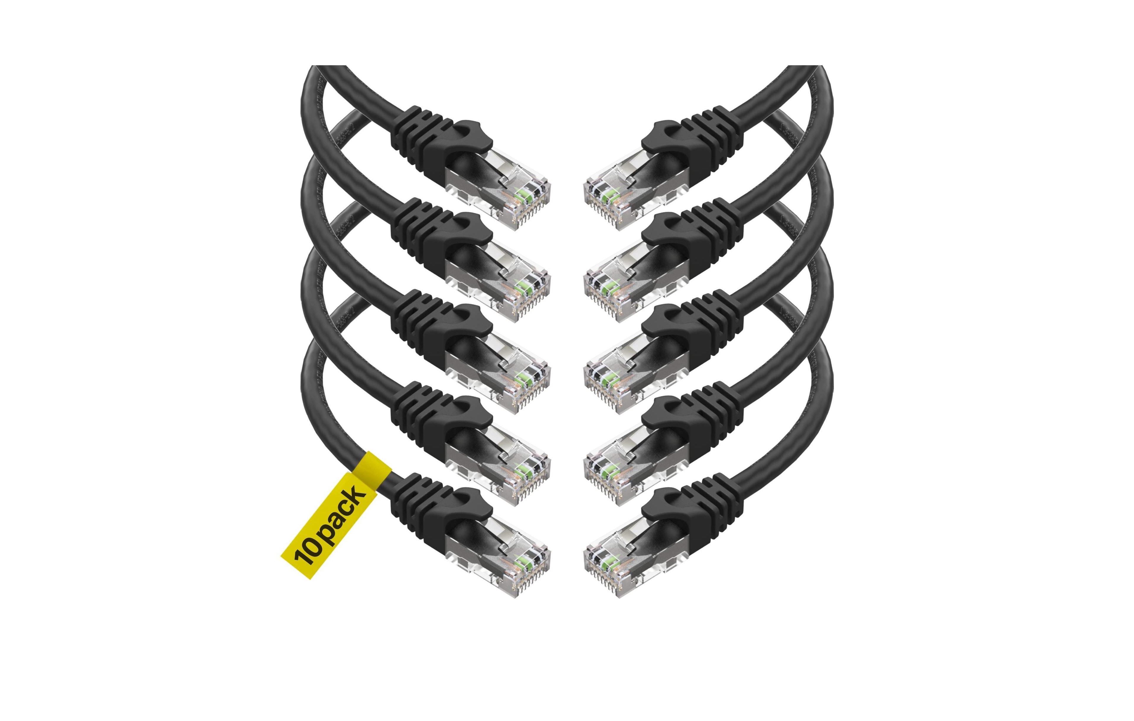 Ultra Clarity Cables Cat 6 10Gbps 15FT Ethernet Cable for Pc, Routers, Modems, PS4/PS5, 10-Pack
