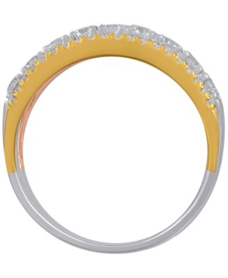Diamond Bangle Bracelet (1 ct. t.w.) in 10k Yellow Gold with White Rhodium