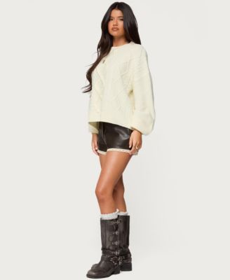 Women's Braided Cable Knit Oversized Sweater