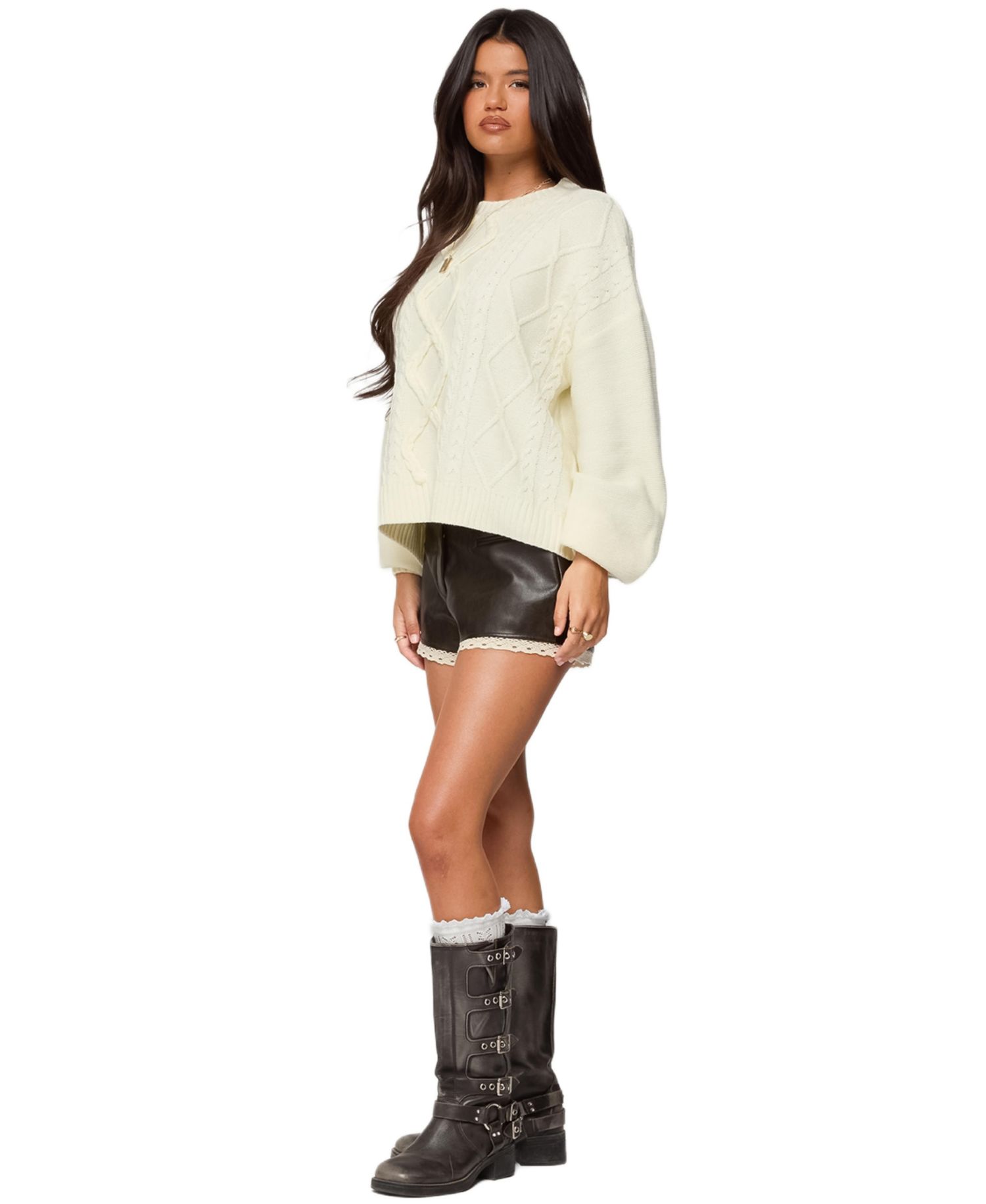Women's Braided Cable Knit Oversized Sweater