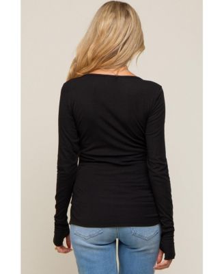 Maternity Black Button Front Long Sleeve Top