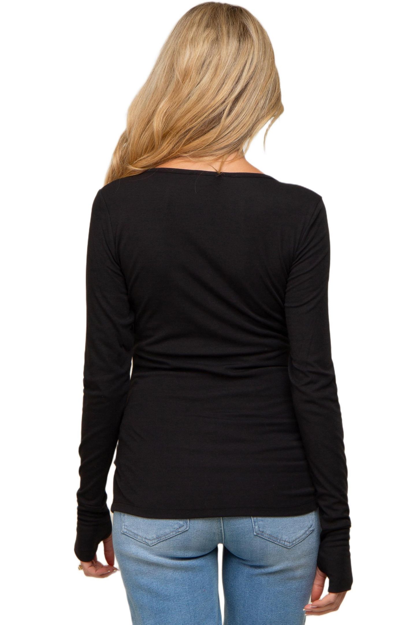 Женский топ Pinkblush Black Button Front Long Sleeve, цвет: Чёрный — фото 3