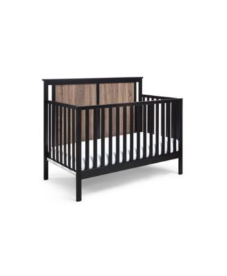  Black and Vintage Walnut 4-in-1 Convertible Crib with Mid-Century Accents and Wood Finish