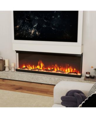50" 3-Sided Electric Fireplace Insert with Remote Control, Adjustable Thermostat, and Wall-Mount or Recessed Installation