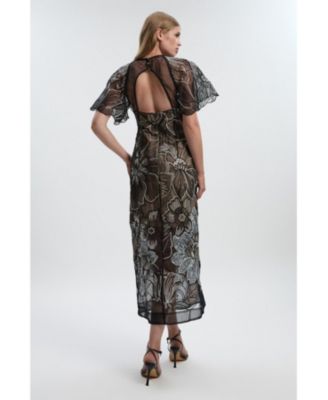 Women's Sequin Organdie Woven Maxi Dress