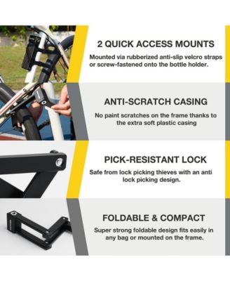 Folding Bike Lock Heavy Duty Bicycle Lock with Mount and Anti Scratch