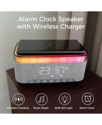 10W Bluetooth Stereo Speaker-Alarm Clock, Wireless Charging, RGB light