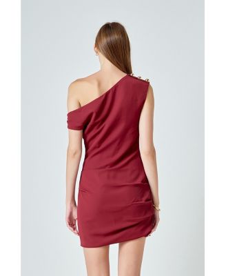 Women's One Shoulder Accent Mini Dress