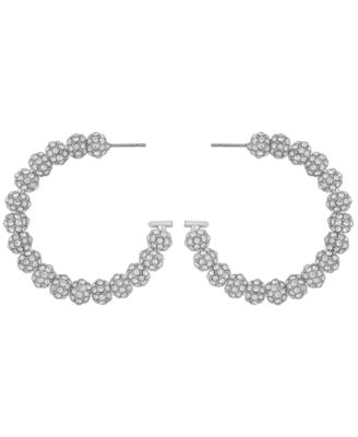 Rhinestones Beaded C-Hoop Earrings (also in Silver-Tone)