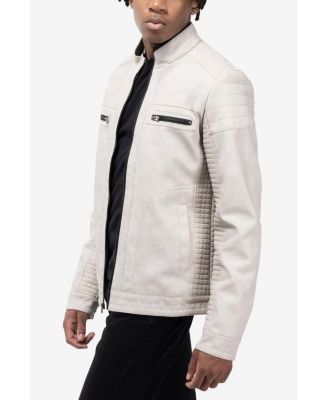 Men's PU Leather Jacket With Hood And Faux Shearling Lining