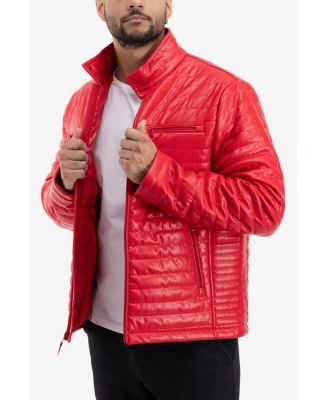 Men's PU Quilted Jacket With Faux Shearling Lining