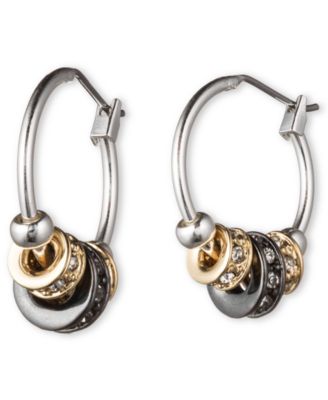 Tri-Tone Slider Hoop Earrings