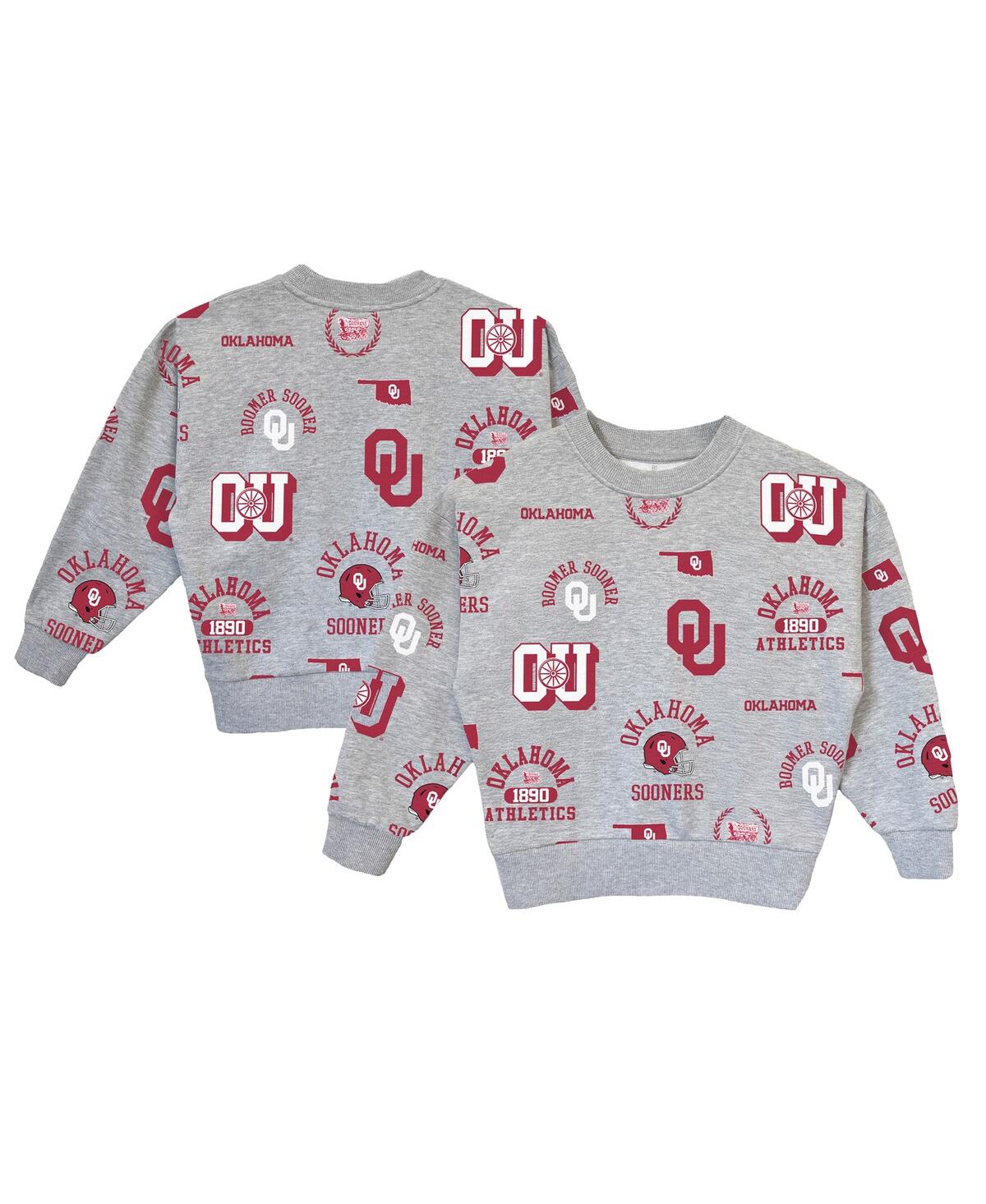 Gameday Couture Kids' Big Girls Gray Oklahoma Sooners Always On Repeat Pullover Sweatshirt