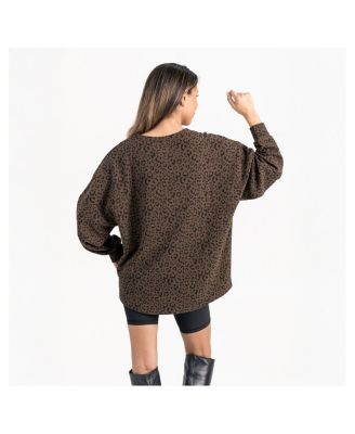 Women's Brown Alabama Crimson Tide Leopard Oversized Sweatshirt