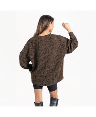 Women's Brown Tennessee Volunteers Leopard Oversized Sweatshirt