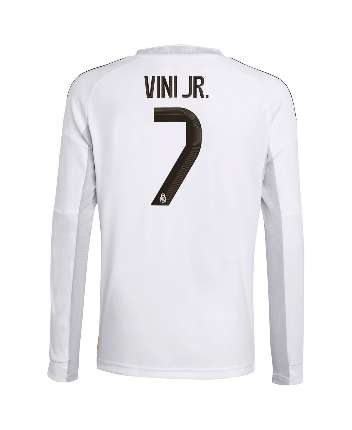 Adidas Big Boys and Girls Vini Jr. White Real Madrid 2025/26 Home Replica Long Sleeve Jersey