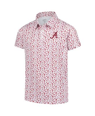 Big Boys and Girls Crimson Alabama Crimson Tide Tom Allover Print Performance Polo Shirt
