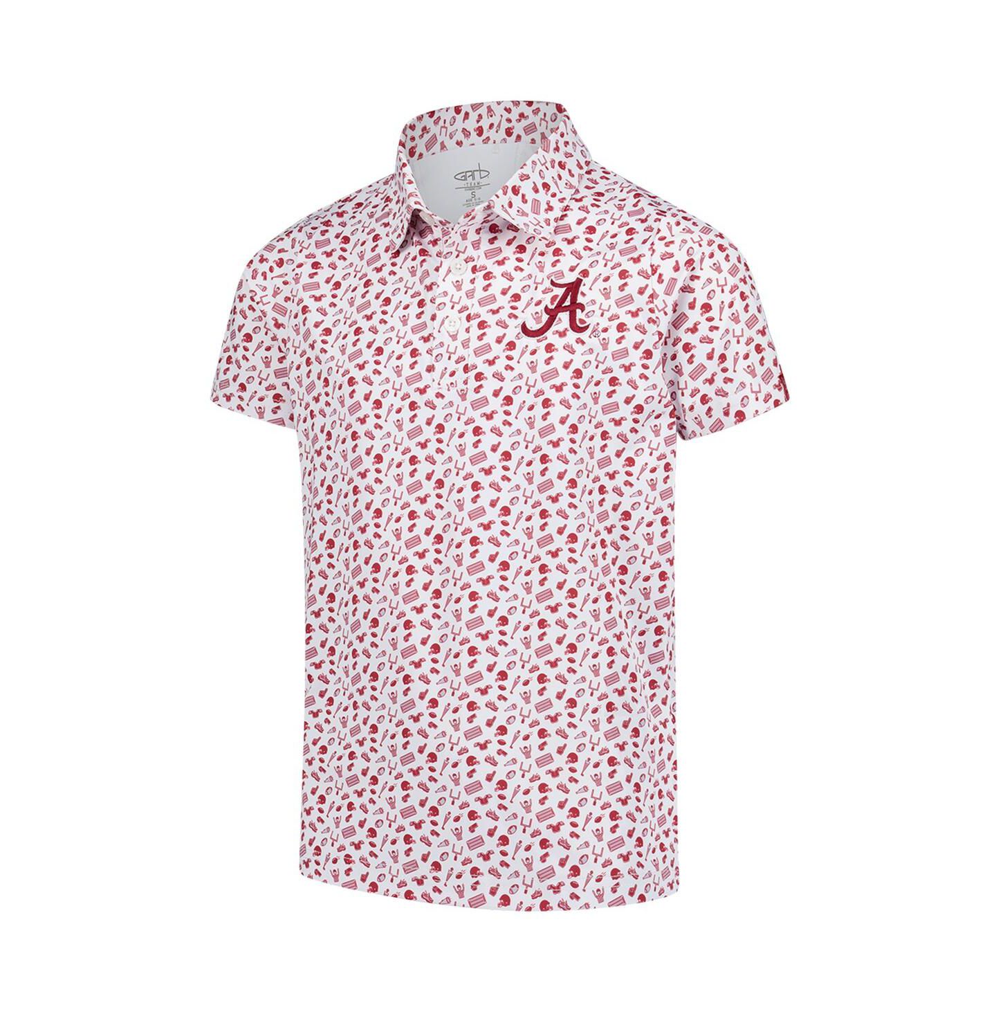 Детское поло Garb Crimson Alabama Crimson Tide Tom Allover Print Performance Polo — фото 2