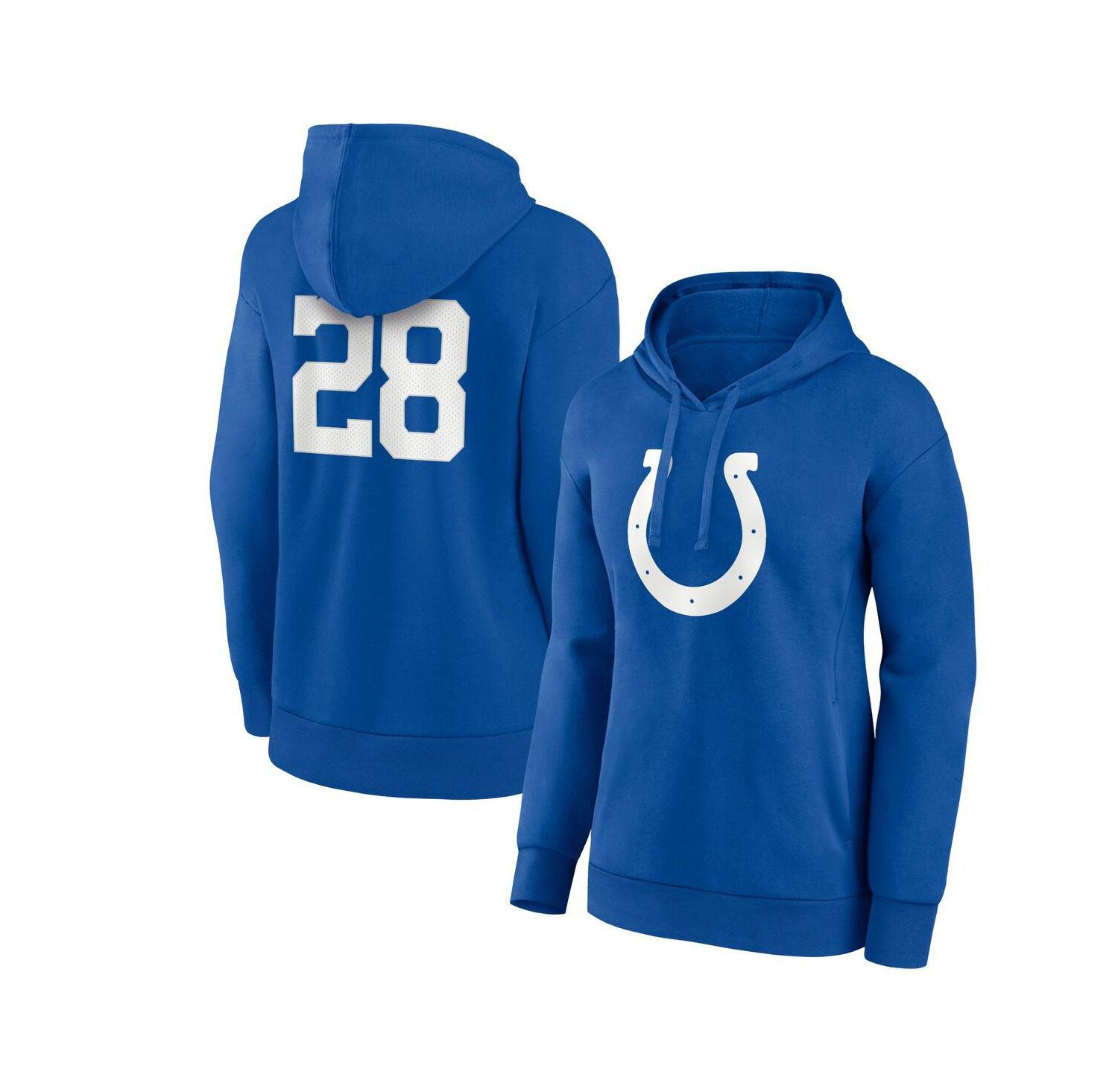 Women's Jonathan Taylor Royal Indianapolis Colts Player Icon Name & Number V-Neck Pullover Hoodie
