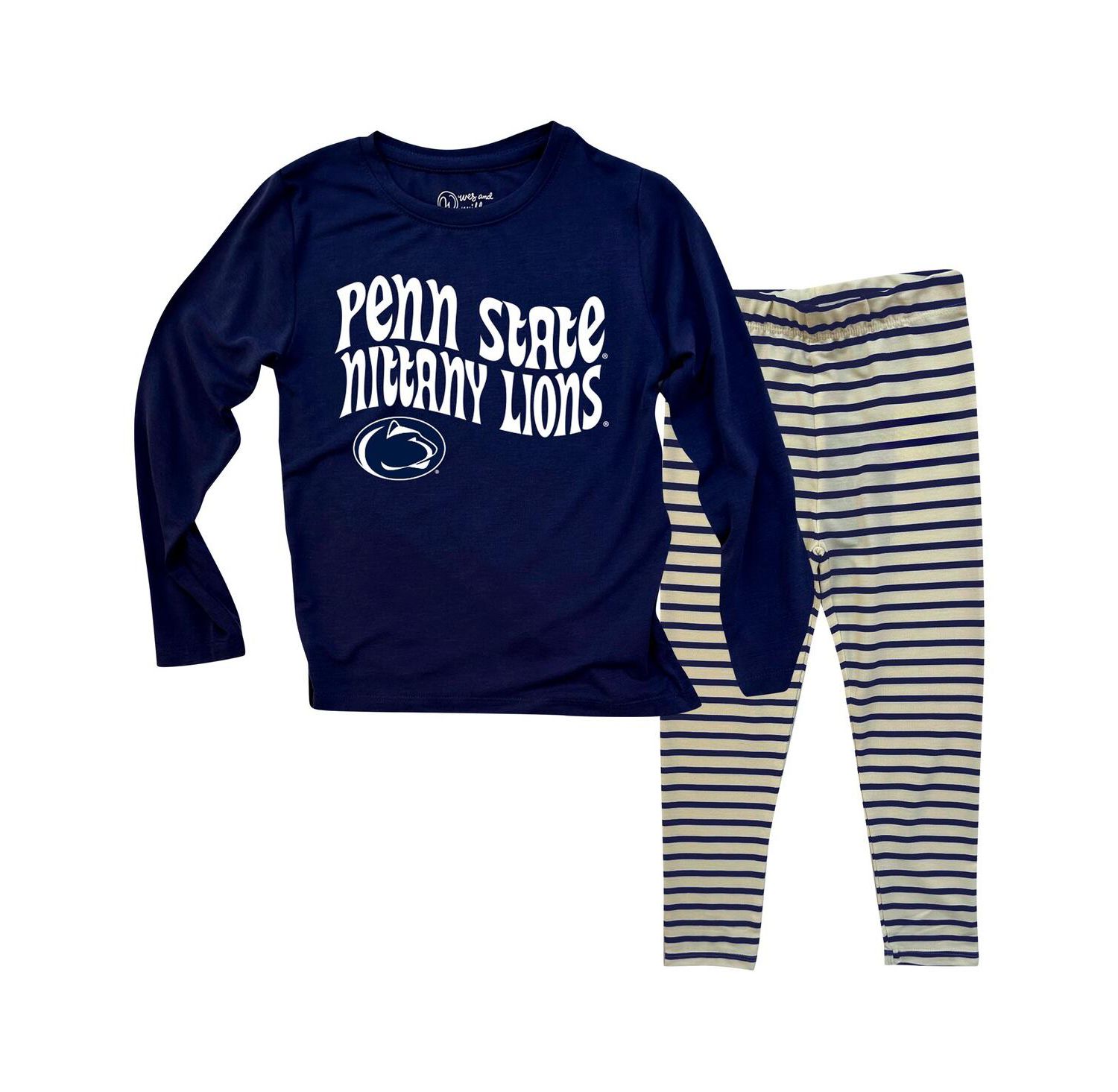 Baby Boys and Girls 2-Piece Penn State Nittany Lions Long Sleeve Top and Striped Tri-Blend Leggings Set
