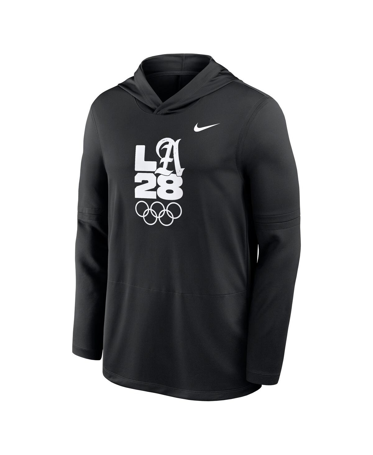 Nike Men's Black La28 Summer Lightweight Dri-fit Long Sleeve Hoodie T-shirt In Black