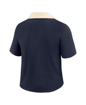 Women's Navy Cropped V-Neck Polo Shirt