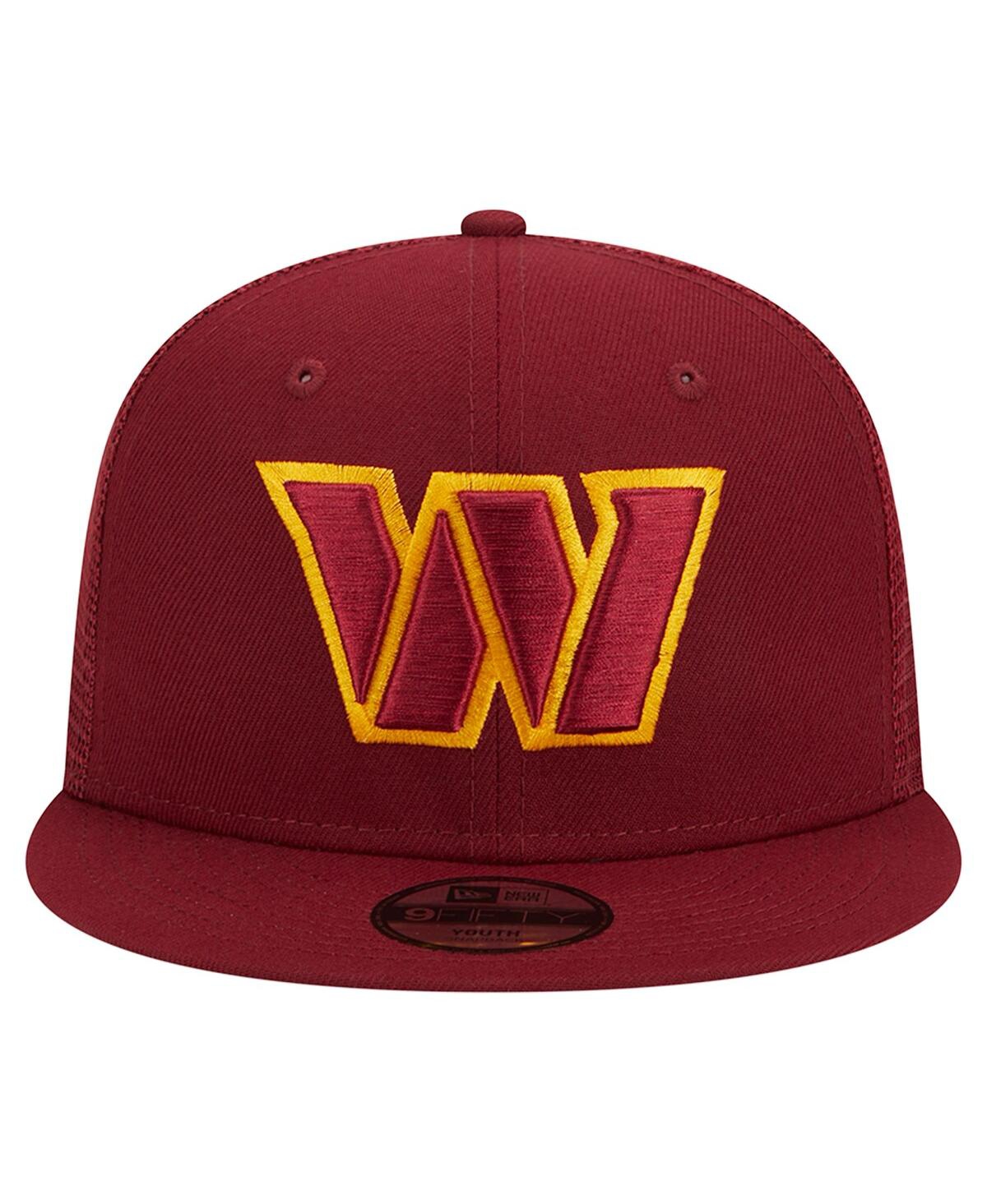 New Era Big Boys and Girls Burgundy Washington Commanders Main Trucker 9FIFTY Snapback Hat