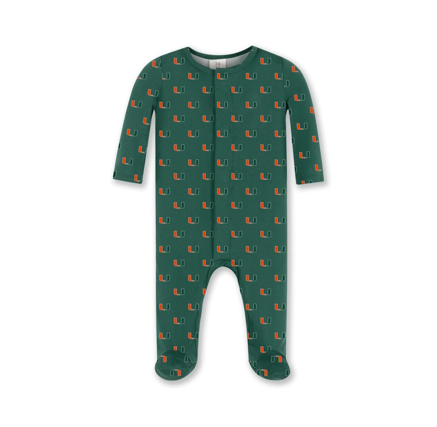 Baby Boys and Girls Green Miami Hurricanes Magnetic Closure Sleeper