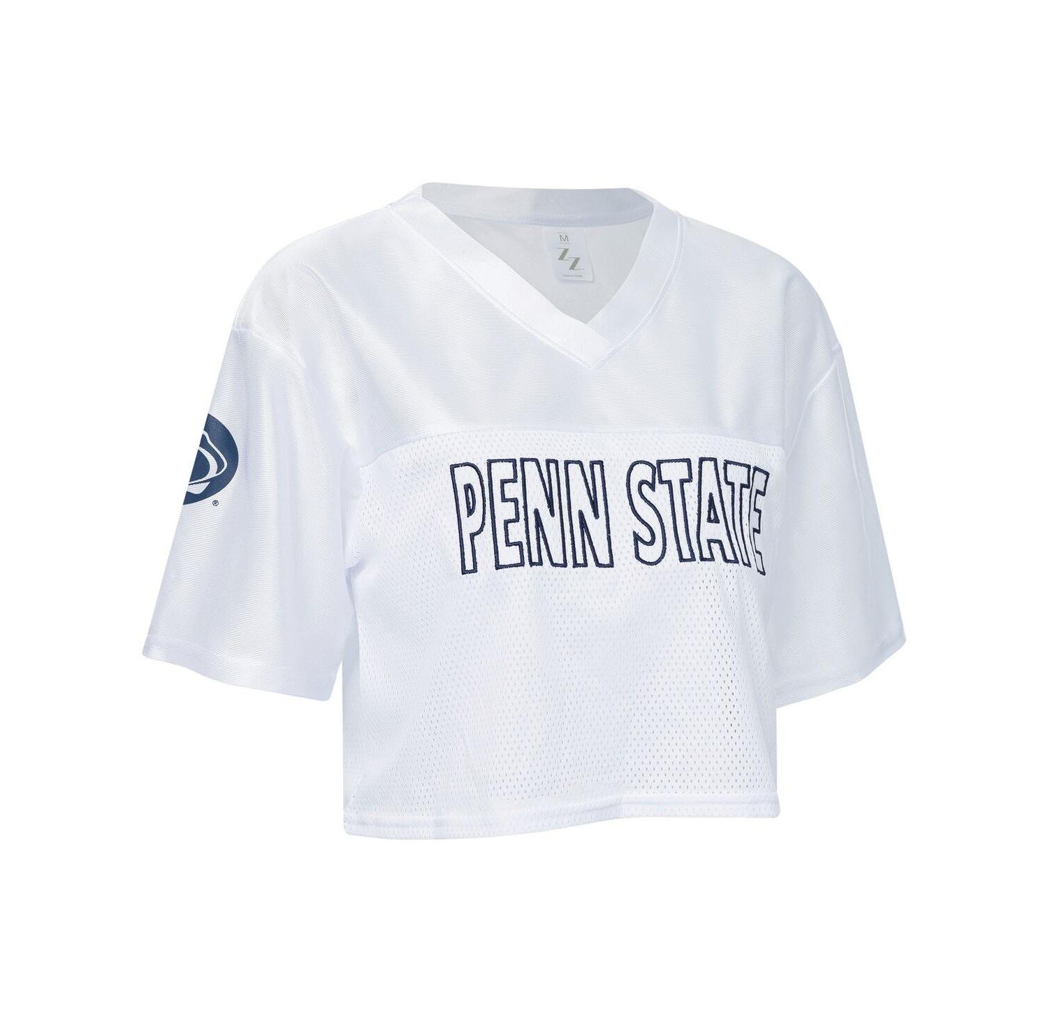 Women's White Penn State Nittany Lions Mesh Cropped V-Neck T-Shirt