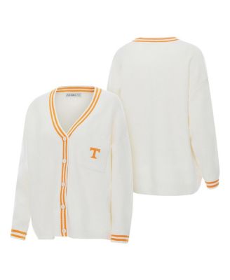 ZooZatz - Women's Cream Tennessee Volunteers Striped Knit Button-Up Cardigan