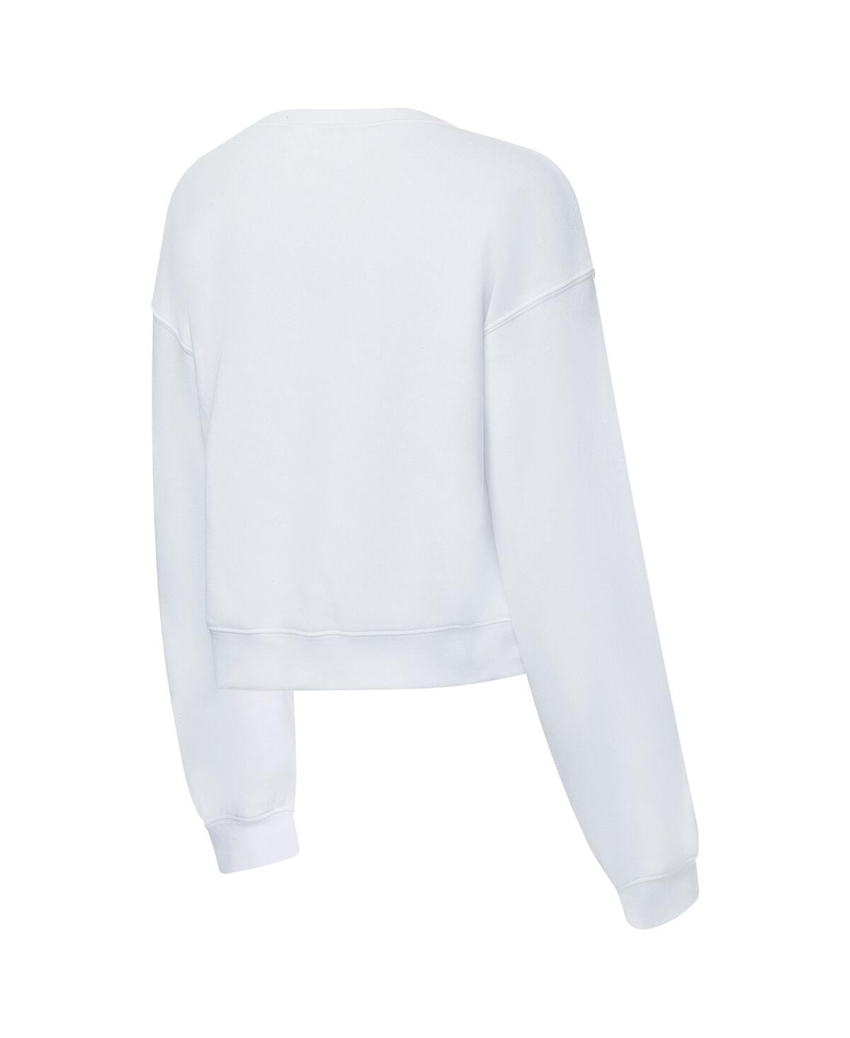 Zoozatz Women's White Duke Blue Devils Chenille Cropped Sweatshirt In White