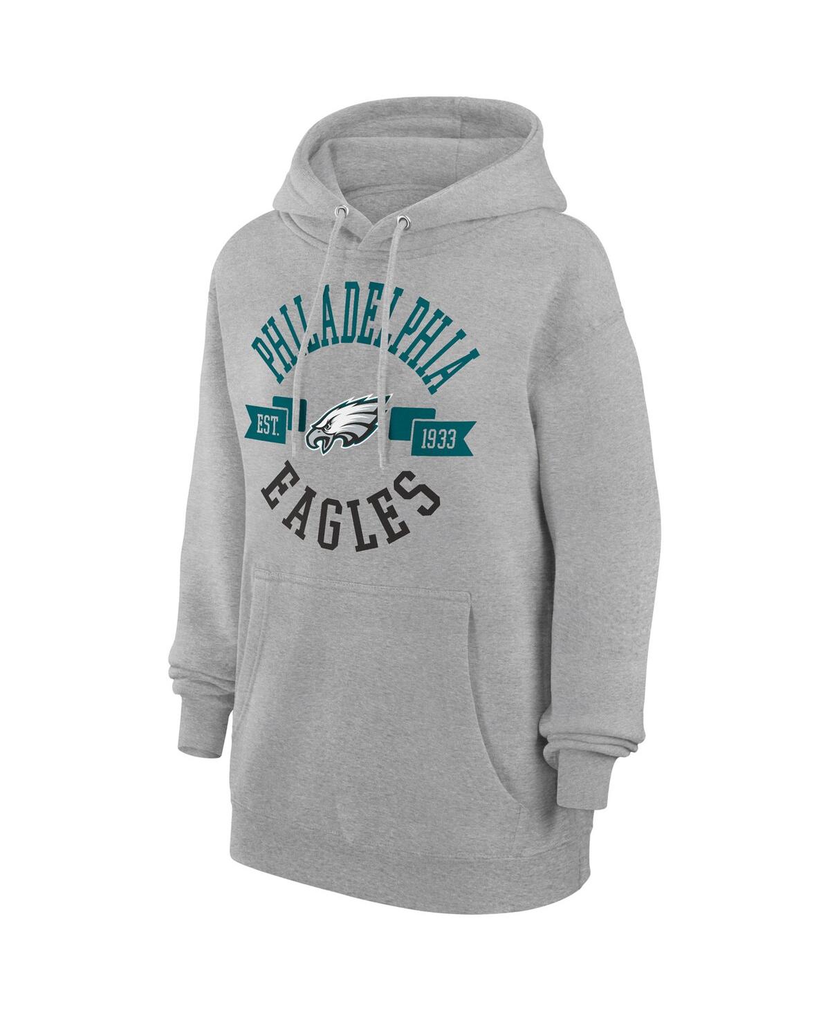 G-iii 4her By Carl Banks Women's Heather Gray Philadelphia Eagles City Graphic Team Fleece Pullover Hoodie In Gray