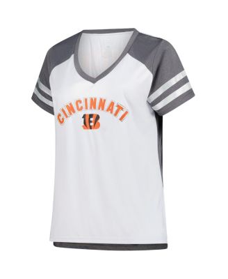 Women's Joe Burrow White Cincinnati Bengals Plus Size Bling Raglan V-Neck T-Shirt