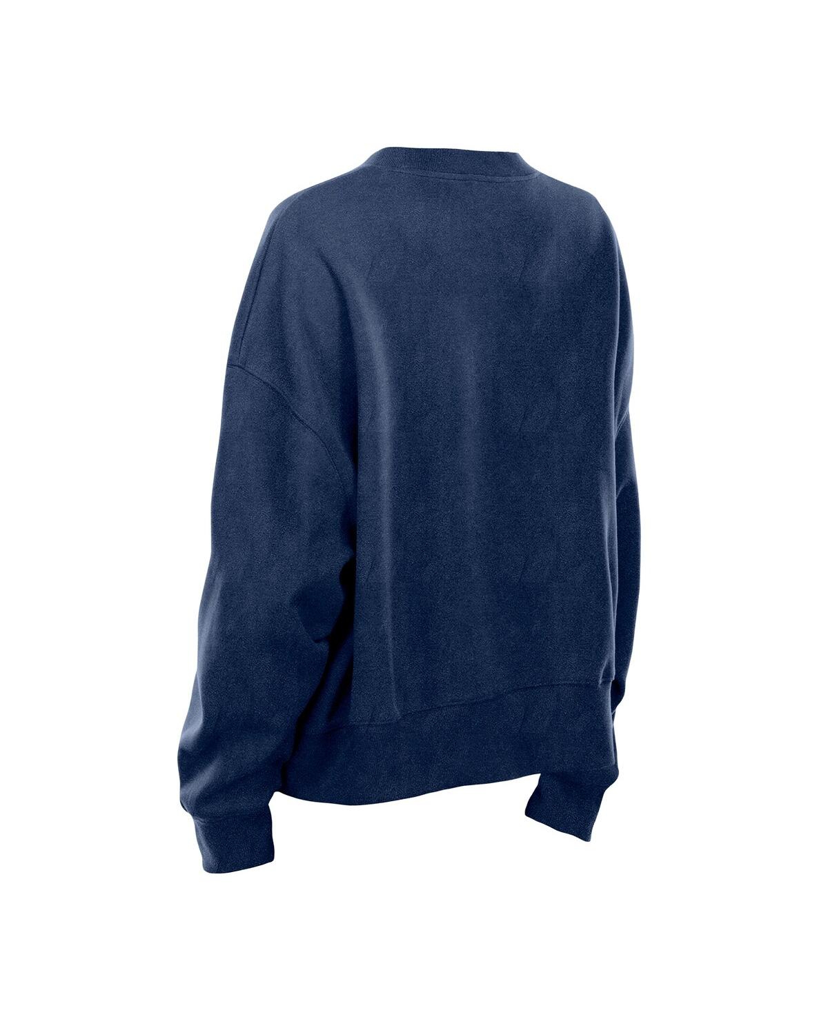 New Era Women's Navy Chicago Bears Oversized Throwback Mineral Wash Crew Neck Sweatshirt In Blue