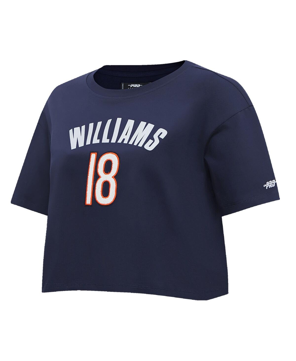 Pro Standard Women's Caleb Williams Navy Chicago Bears Player Name Number Cropped Boxy T-shirt In Blue