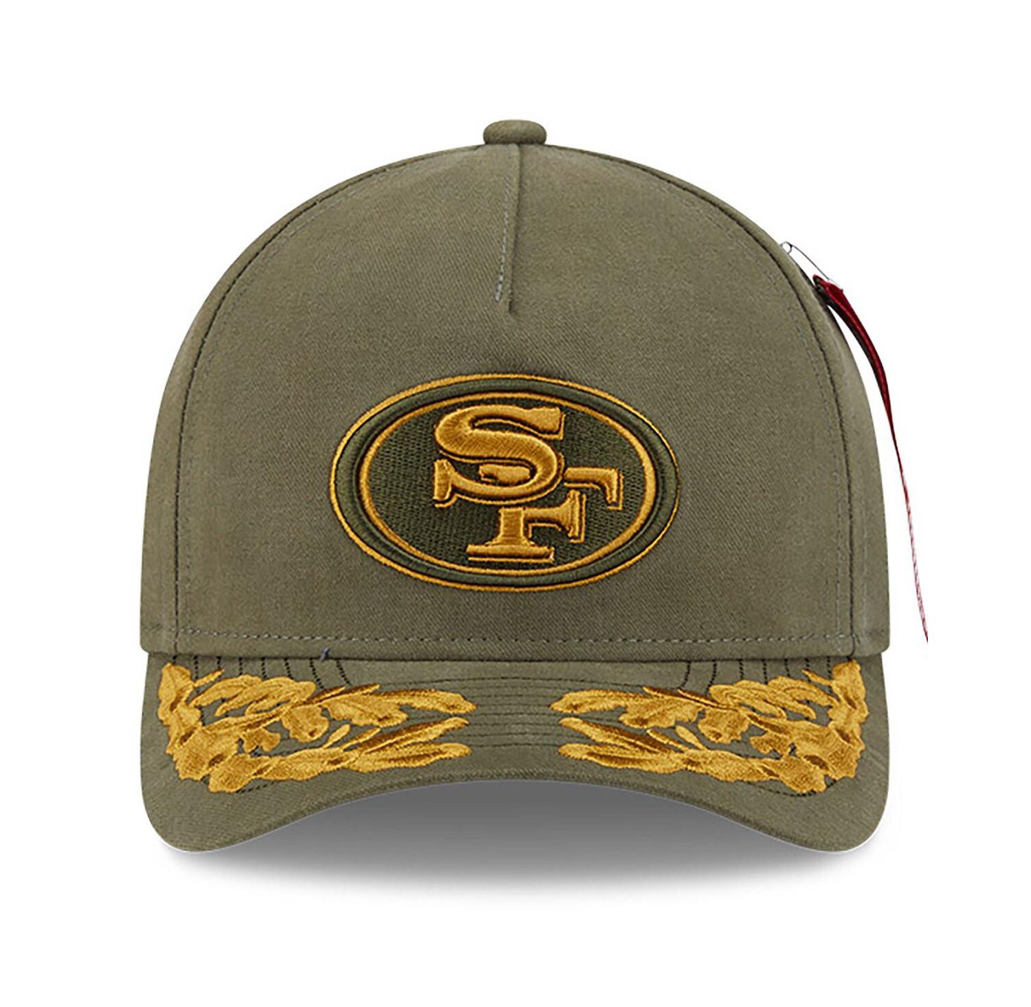 x Alpha Industries Men's Olive San Francisco 49ers A-Frame 9FORTY Adjustable Hat