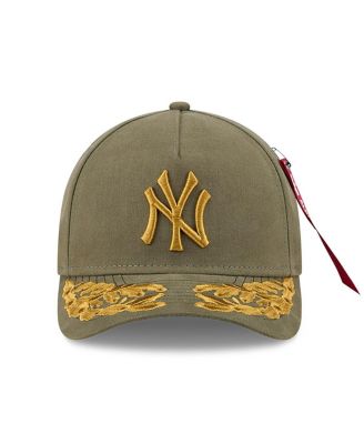 x Alpha Industries Men's Olive New York Yankees A-Frame 9FORTY Adjustable Hat
