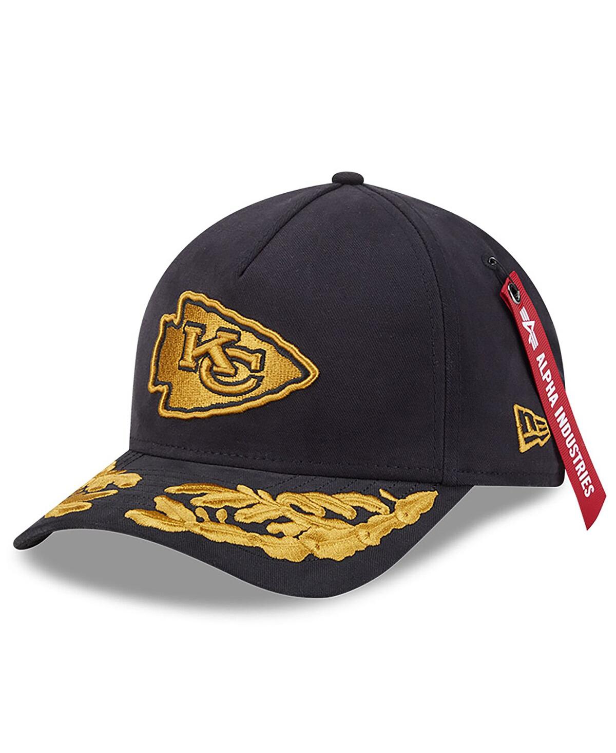 New Era X Alpha Industries Men's Black Kansas City Chiefs A-frame 9forty Adjustable Hat In Black