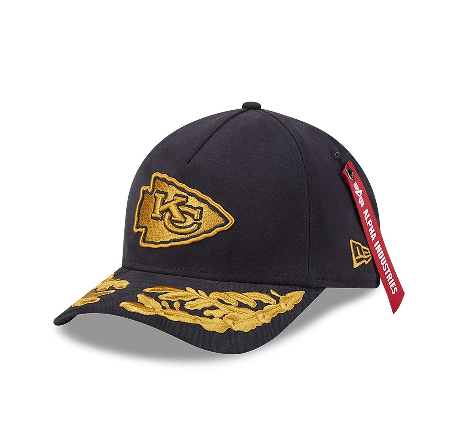 x Alpha Industries Men's Black Kansas City Chiefs A-Frame 9FORTY Adjustable Hat